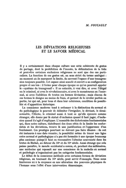 Title page of Les Déviations religieuses et le savoir médical